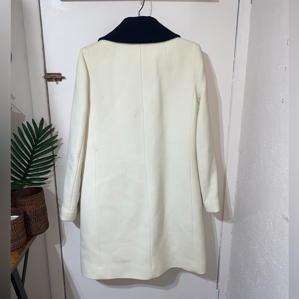 J. Crew Avianna Cream Double-Breasted Coat with Black Collar - Picture 5 of 8